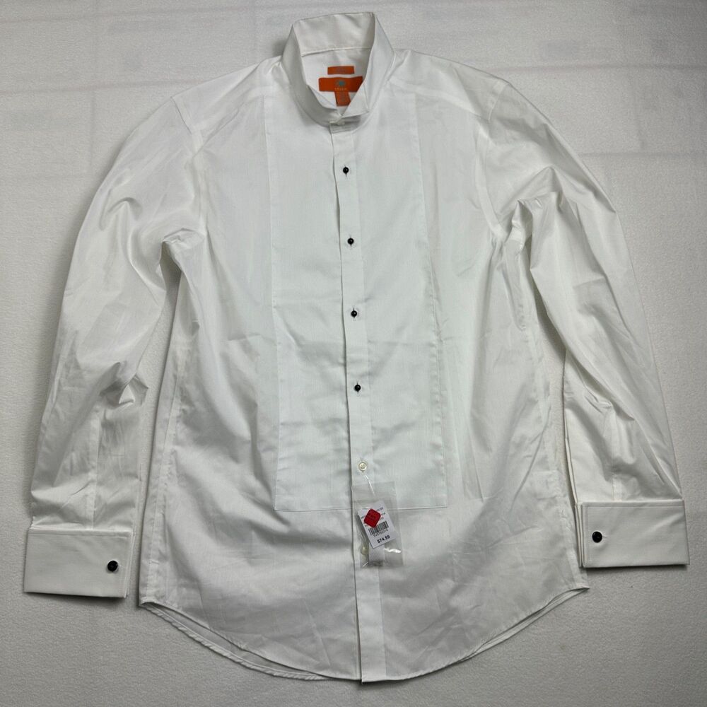 Egara Men's White Tuxedo Dress Shirt Stretch Extreme Slim Fit 15.5 32/33 New
